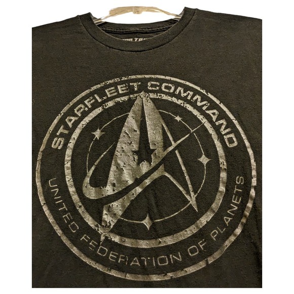 Star Trek Starfleet Command Silver Foil Logo T-Shirt. M - Picture 4 of 5